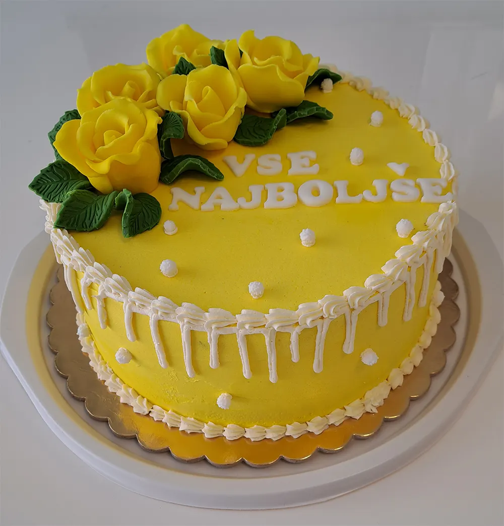 Torta za rojstni dan - Rumene vrtnice